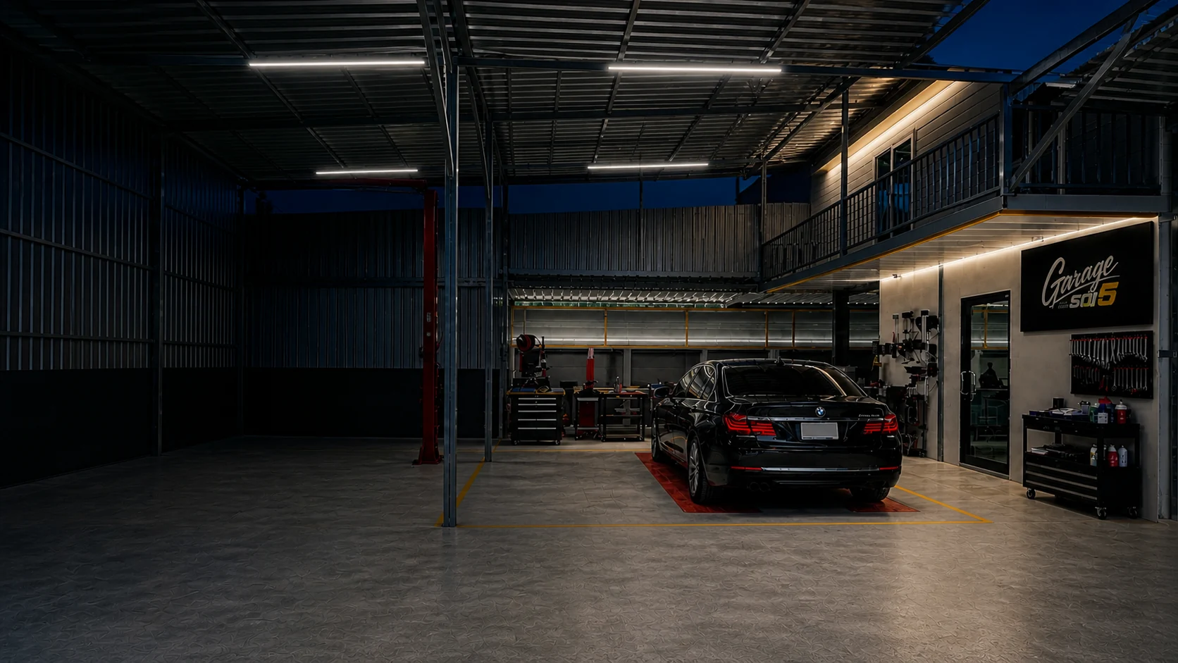 ภาพจำลอง Garage SOI 5 จากโครงสร้างและพื้นที่จริงในช่วงแสงเย็น